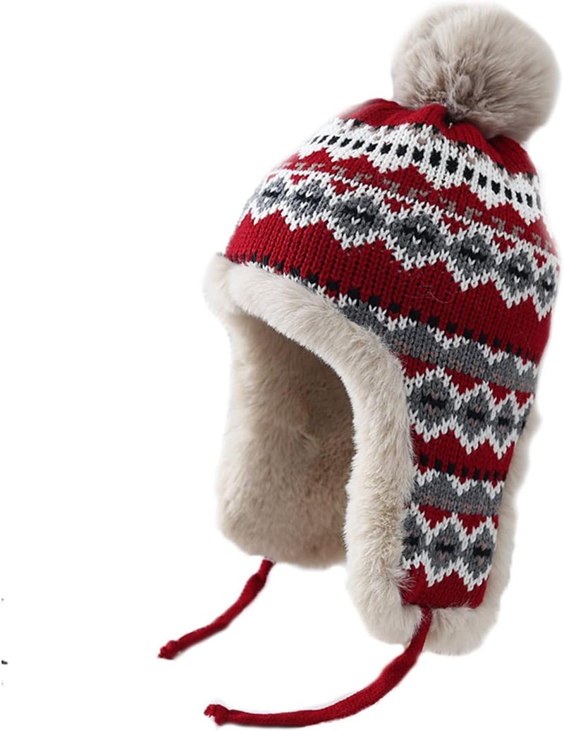 PURFUN Women Faux Fur Trapper Hat Winter Thick Thermal Knit Beanie Full Hood Cap Hunting Cycling Ski Caps Ushanka Russian Hat - Image 1